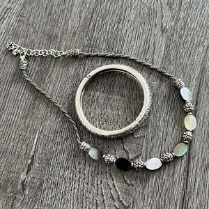 Silver necklace and bangle
